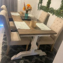 Farm Style Dinong Table With Chairs And Bench