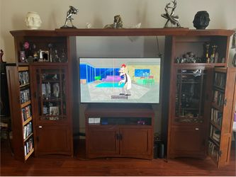 Solid wood living room TV entertainment center