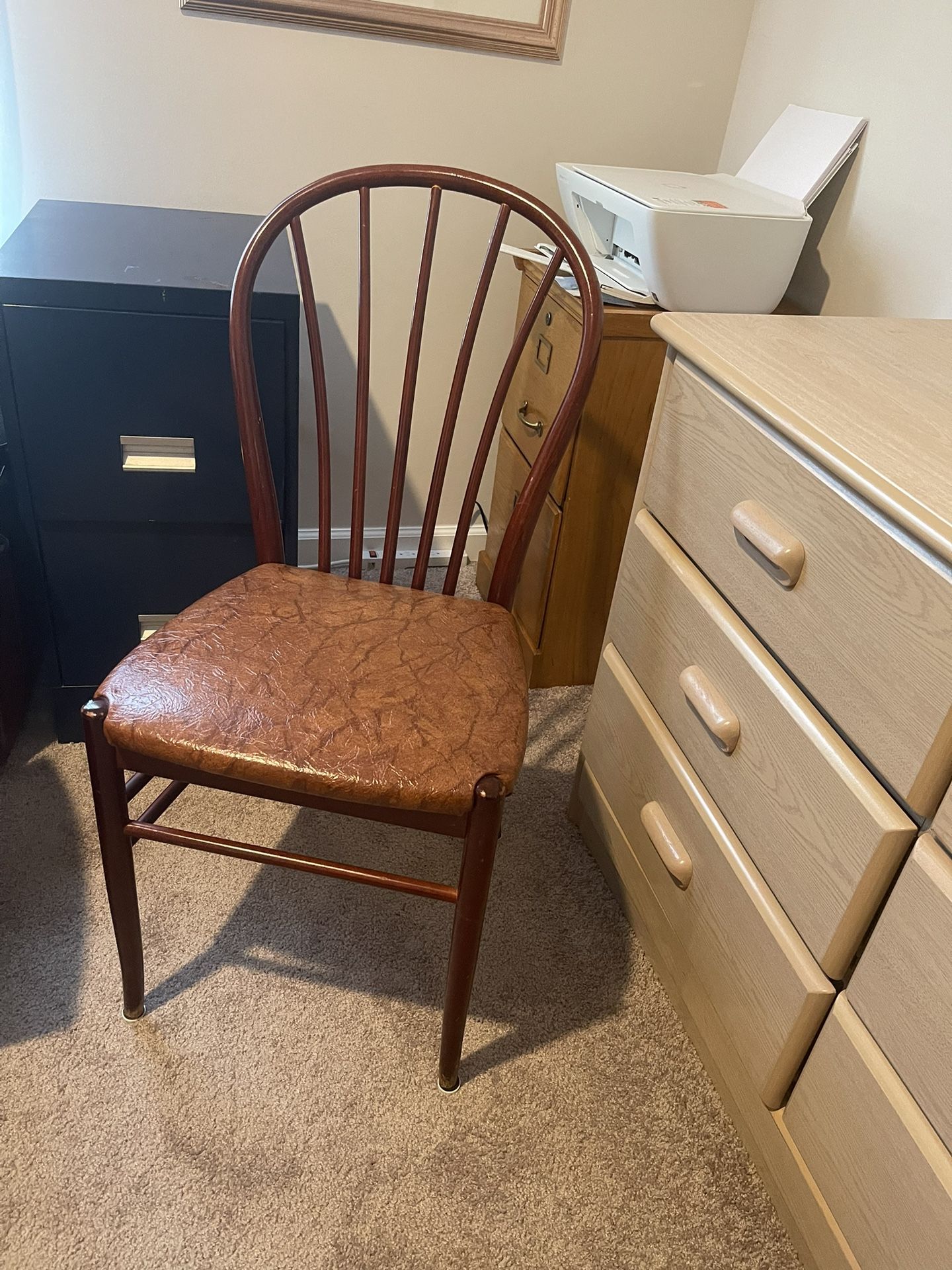 Original Lowenstein Wood Chair With Vinyl Seat