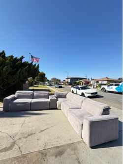 6pc Grey Sectional Reclining Sofa couch modular