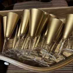 Champagne Glasses Metallic Gold Set Of 12