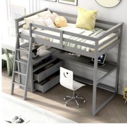 Bunk bed with desk and storage