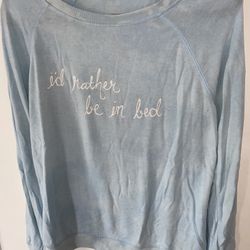 “I’d Rather Be In Bed” Light Blue Light Weight Sweater | LA Hearts | Size Large 