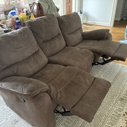 Brown Reclining Fabric Sofa - $200 
