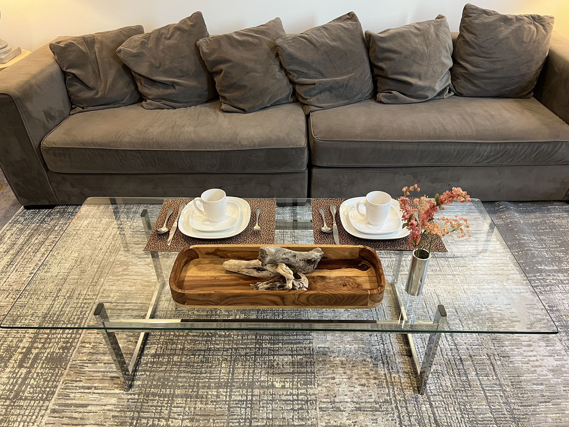Modern Coffee Table/ TV Stand/ TV Console/ Rectangular Coffee Table/ Metal Glass Coffee Table in time for the Holiday
