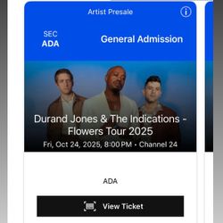Durand Jones & The Indications Two tickets $100 seating section