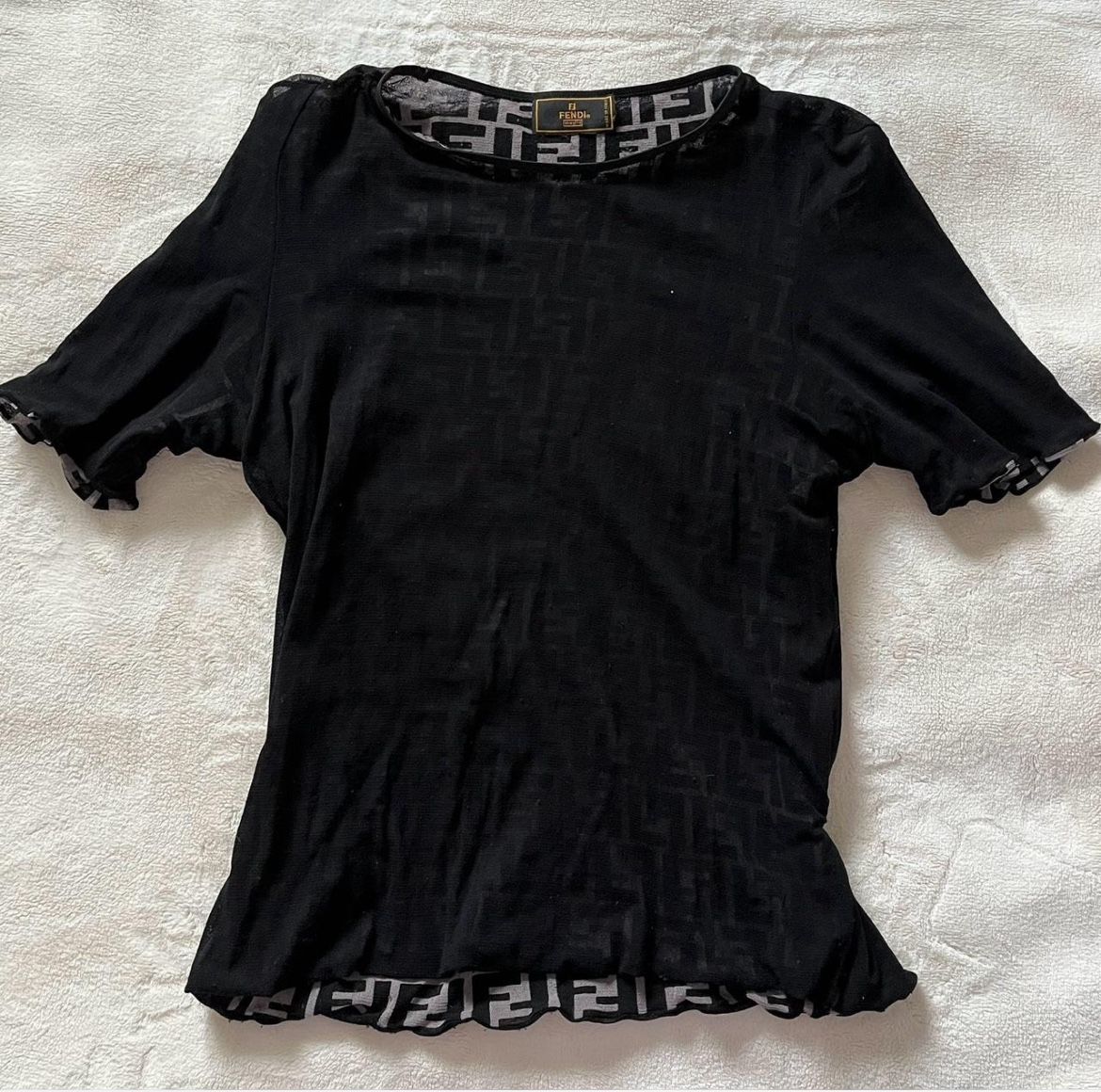 Vintage 1990’s FENDI Sheer Short Sleeve Top