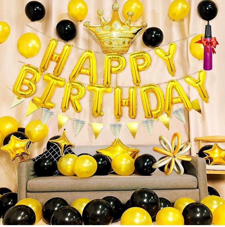Birthday Decorations Party Decoration Set ,Black Gold Party Decoration Balloon