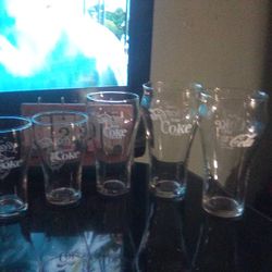 Set Of Five Vintage Coca Cola Glasses