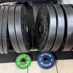 Rogue & 🇺🇸American Barbell Bumper Plates & Stand 