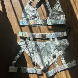 Silver Holographic Rave Set 🩶