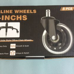 office Chair Caster Wheels Universal Fit, Heavy Duty, Smooth & Quiet, Protects Froor. Use In Carpet Areas, Set of 5