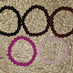 5 Glass Beaded Bracelets 
