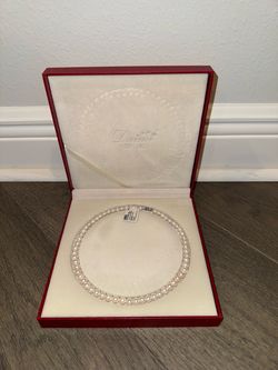 New Diami Classic White Pearl Necklace w/ Sterling Clasp