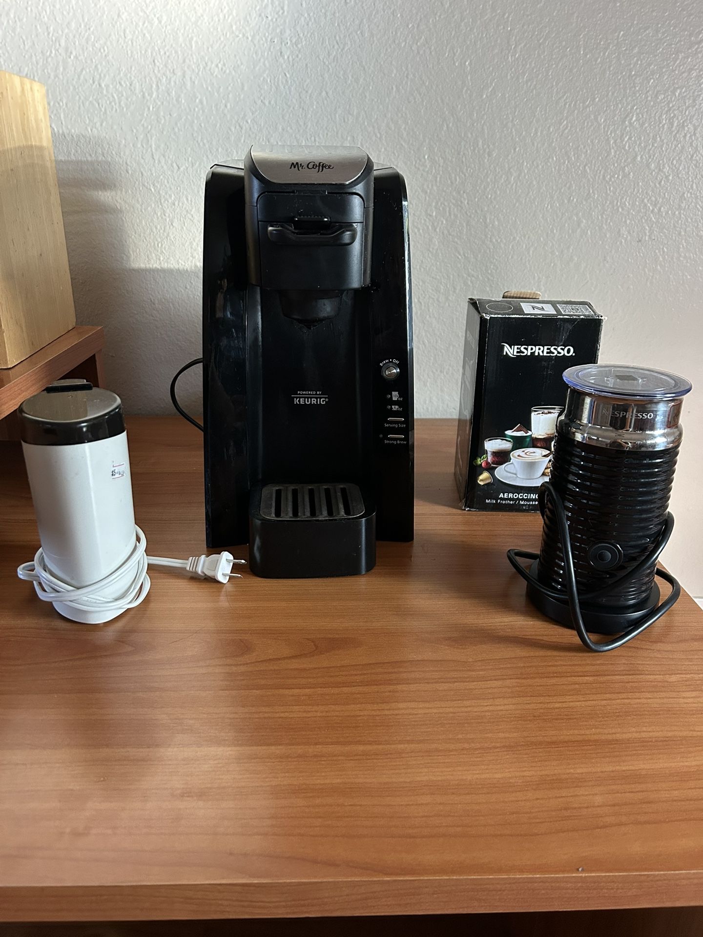 Keurig Coffee Maker, Coffee Grinder And Nespresso Milk Frother