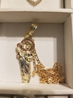 Cadena con dige de San Judas Tadeo de oro laminado