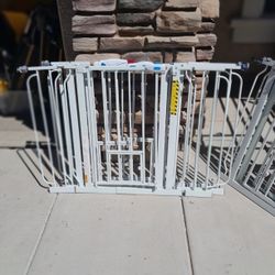 White Metal Security Gate Fences Child Pet Dog Baby Pressure Mount 4 Different Available $25-$30 Each See All Photos 