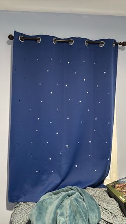Blue Blackout Curtain Panel with Stars