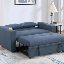 Brand New Blue Convertible Sofa Sleeper 