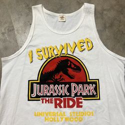 Vintage 90’s Universal Studios Jurassic Park Single-Stitch Shirt Tank Top L