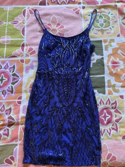 Crystal Sky Blue Sequin Cocktail Party Dress Small