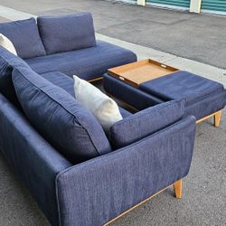 Macy's "Jollene" Blue 2pc Sectional Couch with Storage Ottoman ($3K+ Retail Value...60% OFF!!!)