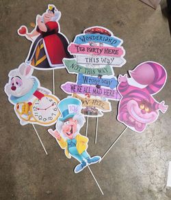 Alice in Wonderland Party Yard Stake Cutouts