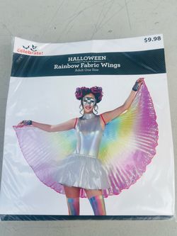 Halloween costume rainbow wings adult one size, red body suits size 10/12&12/14 size 10/12 NEW!