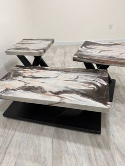 Marble Like Top Coffee Table and End Table Set