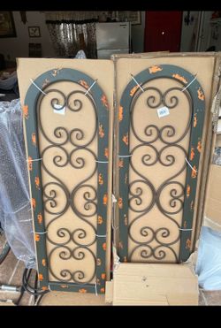 Set of 2 Rustic Wood & Metal Wall Art Decor - 4ft x 15" in(New)