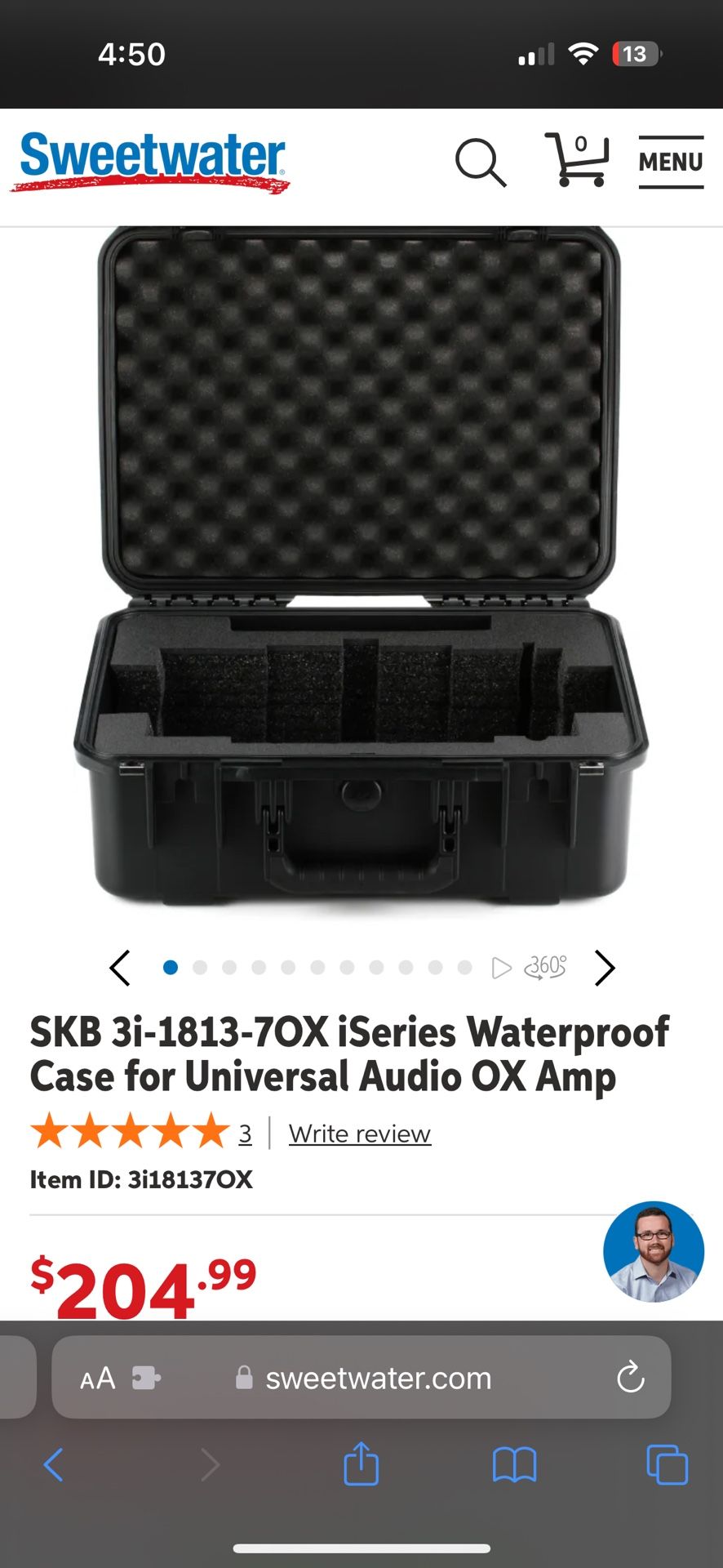SKB 3i-1813-70X iSeries Waterproof Case for Universal Audio OX Amp
