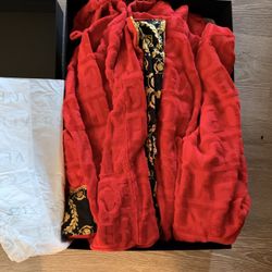 3xl Red Versace Bath Robe