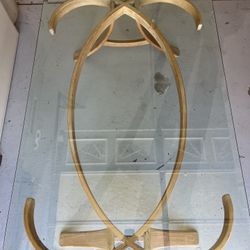 Custom Art deco Glass top Oak Coffee Table