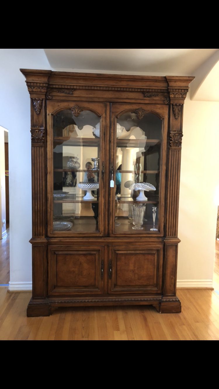 Curio display china cabinet and dining table