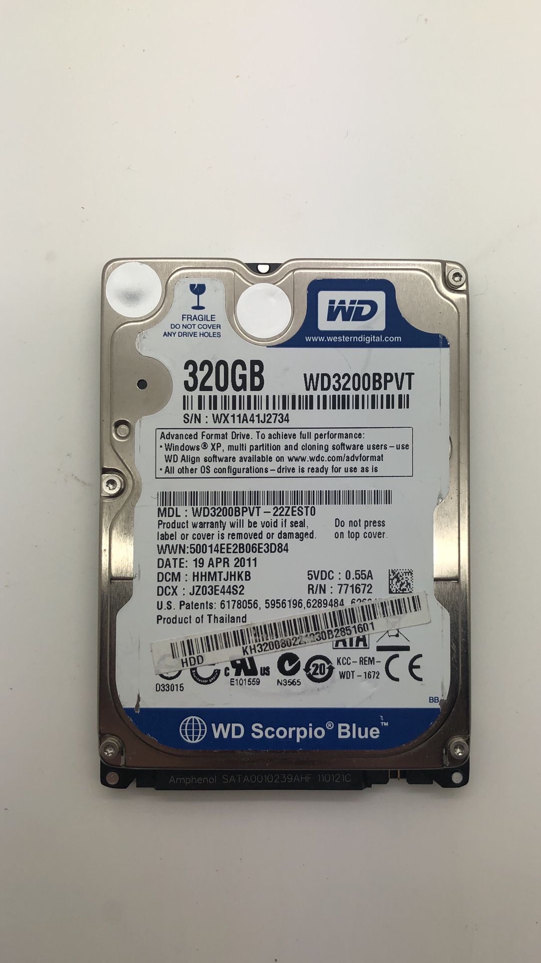 Western Digital WD3200BPVT-22ZEST0 - 320GB Hard Disk Drive HDD with bracket