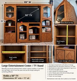 Solid Wood Entertainment Center / TV Stand – 50” TV
