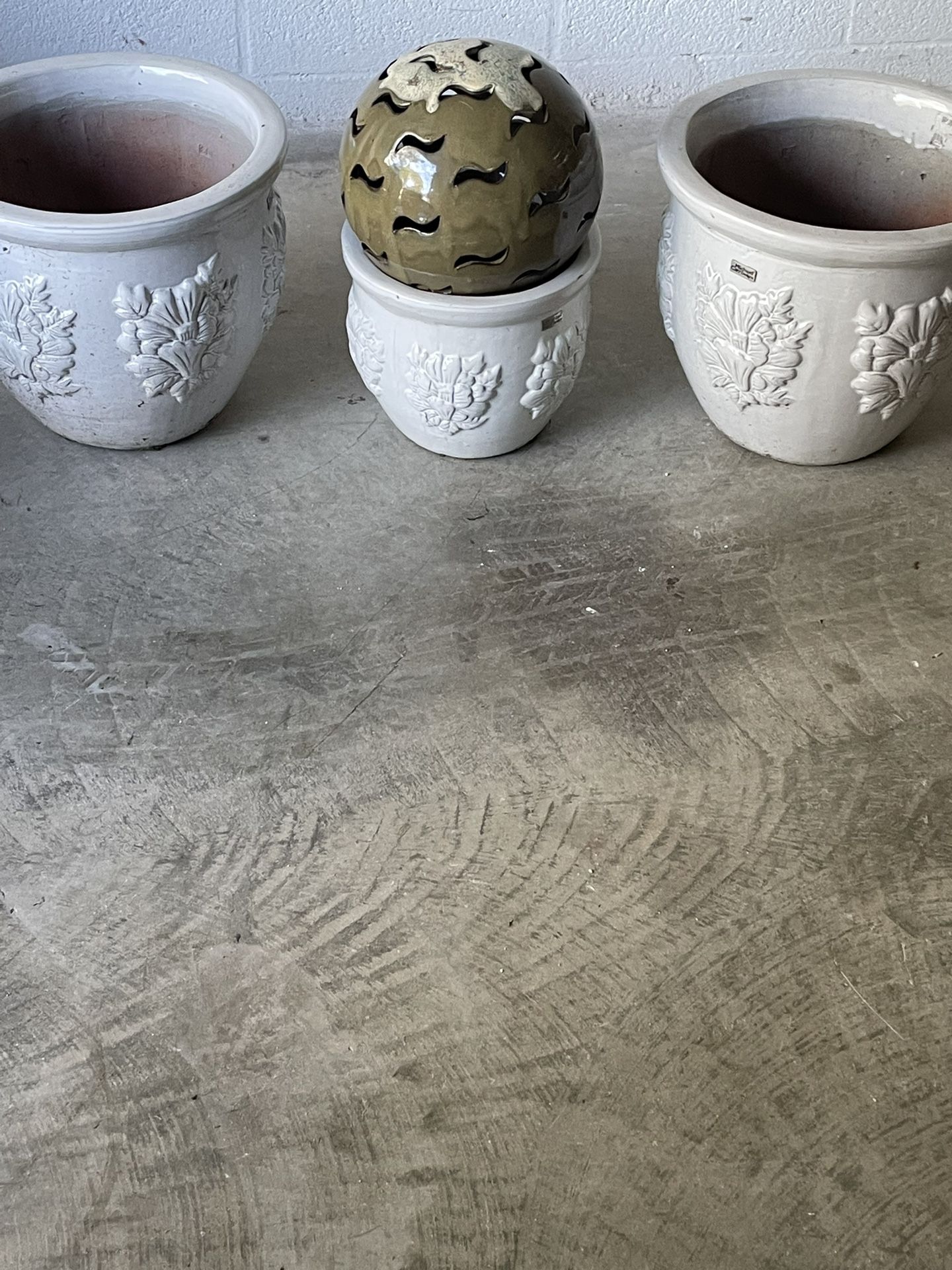 White Floral Pottery Ceramic  Price is for each one