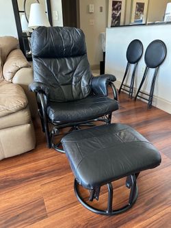 Black Leather Glider Rocker Chair