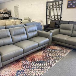 New Top Grain Genuine Leather Sofa Couch and Loveseat! Free Delivery 🚚!