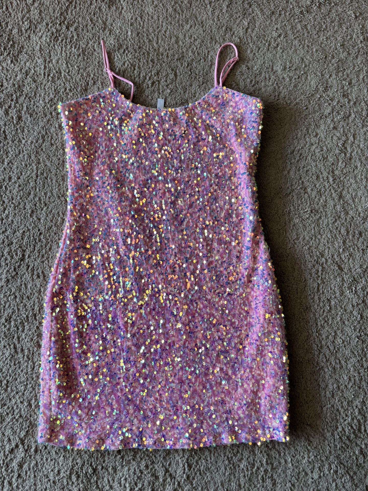 Lucy In The Sky Pink Sequin On Velvet Homecoming Cocktail Dress