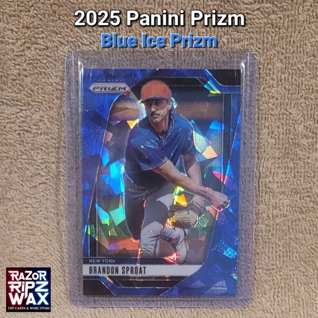 BRANDON SPROAT 2025 PANINI PRIZM #136 BLUE ICE PRISM METS FREE SHIPPING BASEBALL CARD