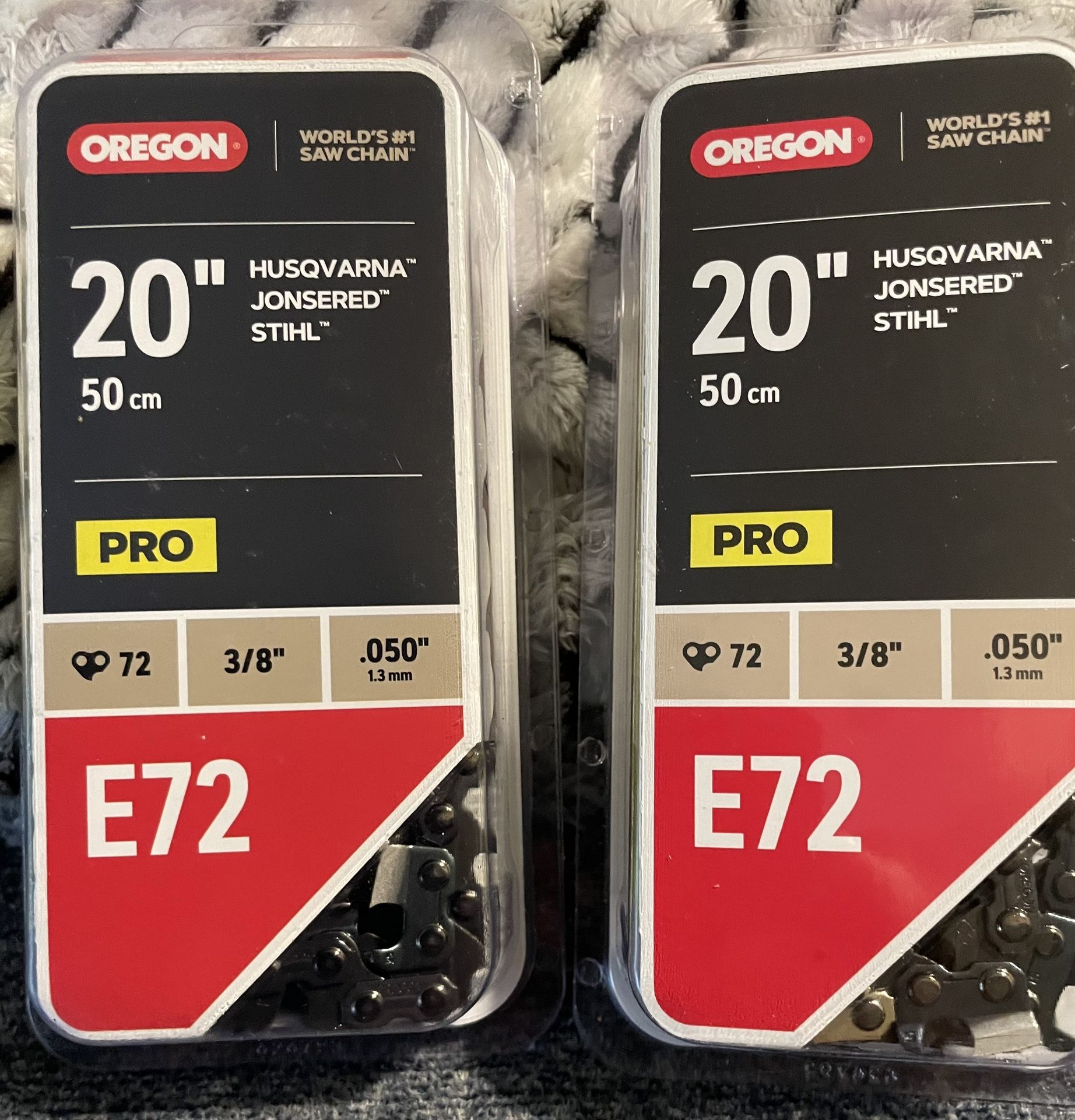 SET OF 2- Oregon E72, 72 Length Replacement Chains For 20”, 0.05”Gauge, 3/8” Pitch