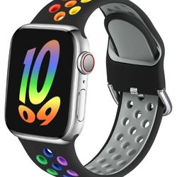 Sport Band Compatible with Apple Watch 38mm 40mm 41mm 42mm 44mm 45mm 49mm for Women Men, Breathable Soft Silicone Replacement Strap For iWatch Ultra 2