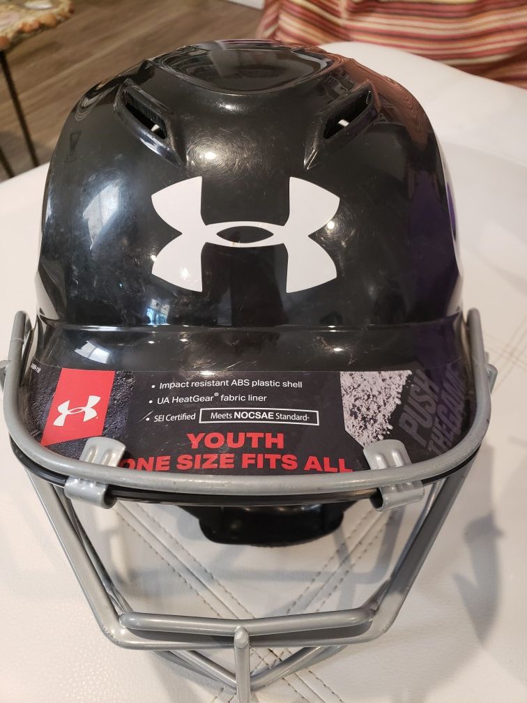 Youth Softball helmet, glove, & face guard