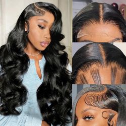 hiforuty 16 Inch 5x5 HD Lace Closure Body Wave Human Hair Wig 220% Density
