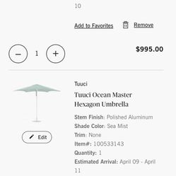 Tucci Oceanmaster hex umbrella w Stand ($995 Value)