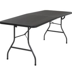Folding Table 6ft Foldable Table with Built in Handle & Steel Legs