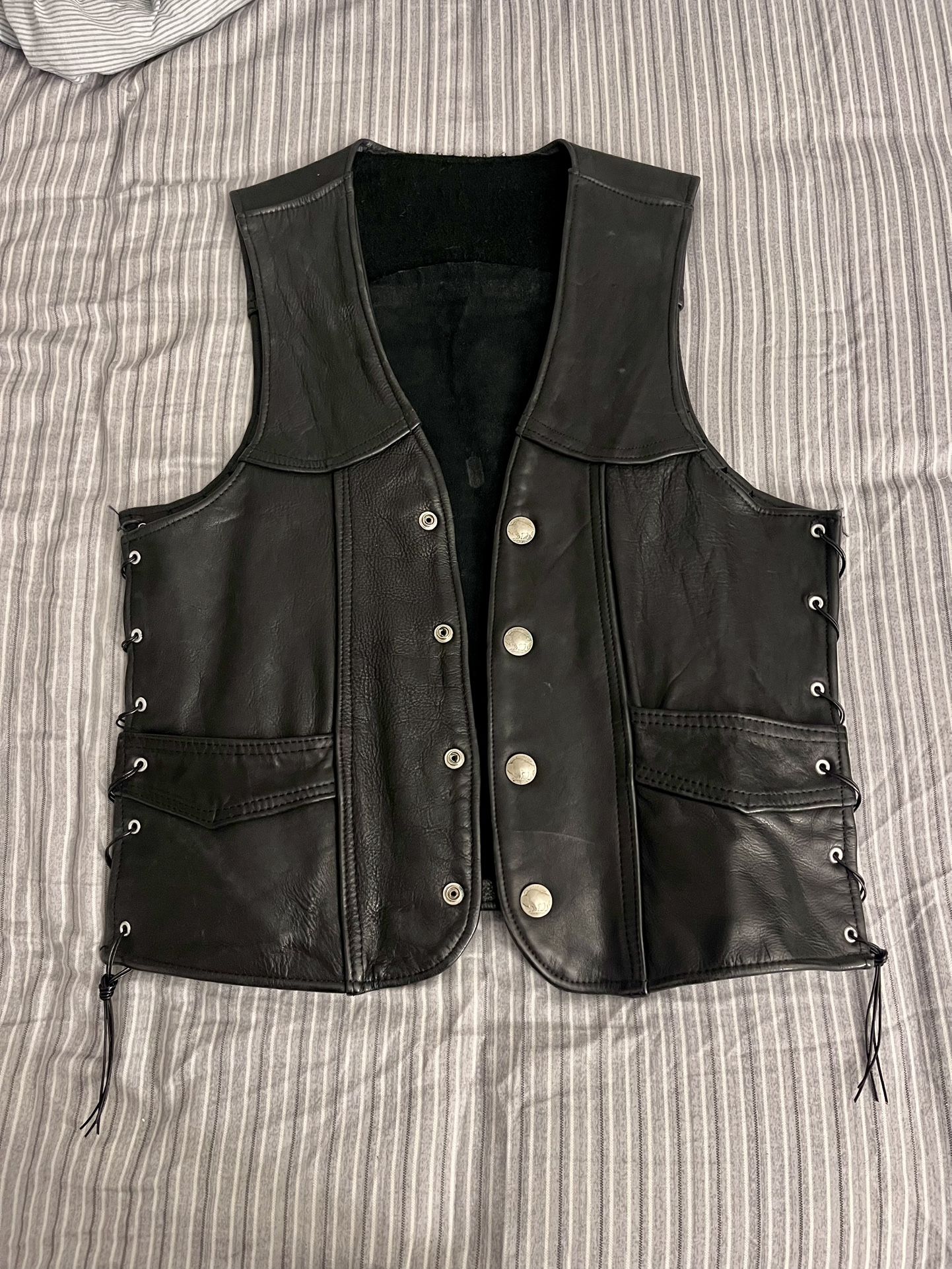 Leather Vest Jacket - Motorcycle - Heavy Metal