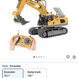 Remote Control Excavator Toys for Boys Turns 680-degree 2 Batteries Metal Shovel Lights/Sounds