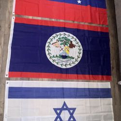 Used Flags Size 3ftx5ft Venezuela, Belize, Israel